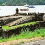 One of the forts in Portobelo with the bay behind it