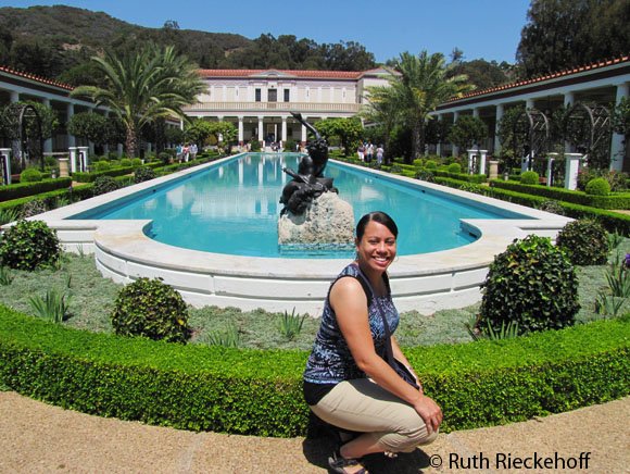 Me in front of the villa, Getty Villa, Malibu, California