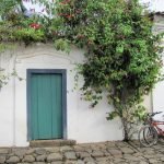 Teal door in Paraty, Rio de Janeiro (Brazil)