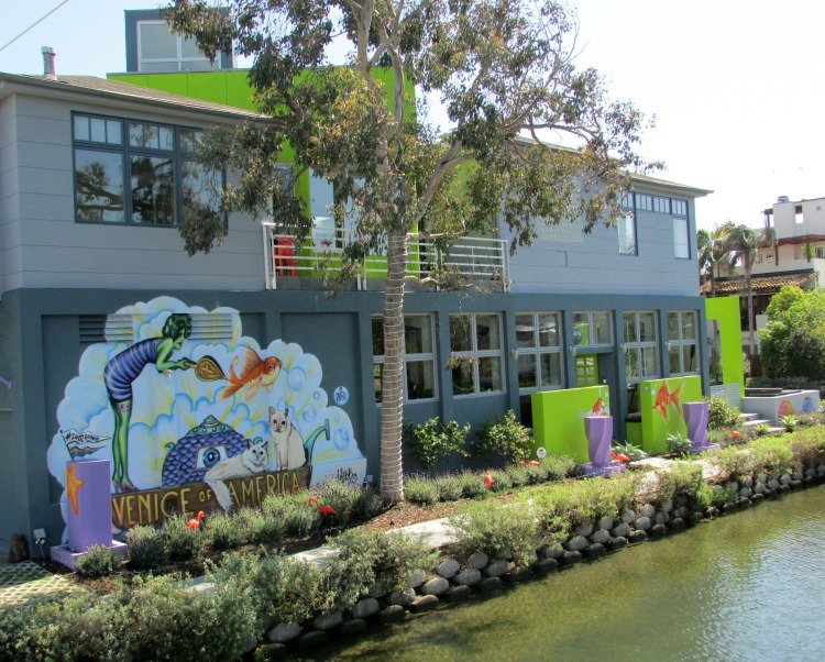 Venice Canals Los Angeles, Venice of America mural at one of the houses on the Venice Beach Canals, Los Angeles, California