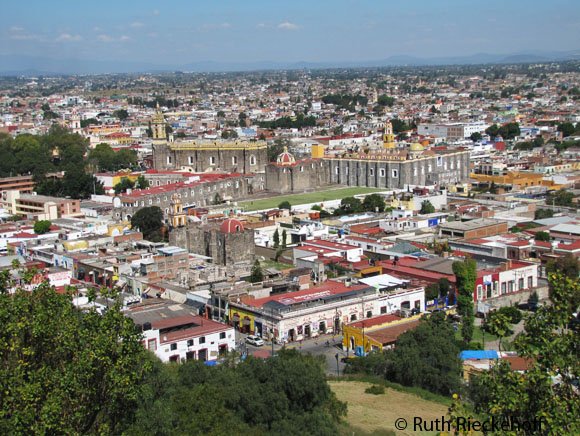 Cholula seen from the top if the pyramid