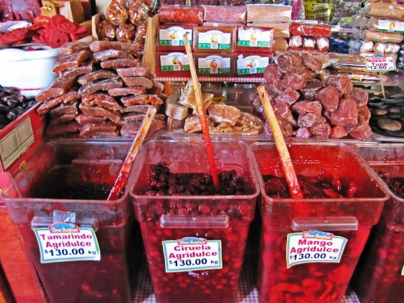 Candied fruit and sweet and sour fruit, Mercado Hidalgo, Tijuana, Mexico