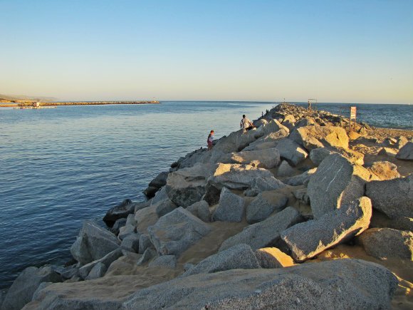 The long breakwater,  Newport Beach, California