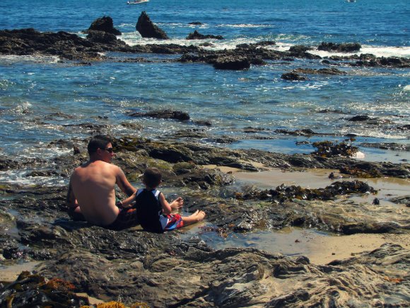 Father and son, Little Corona del Mar, Newport Beach, California