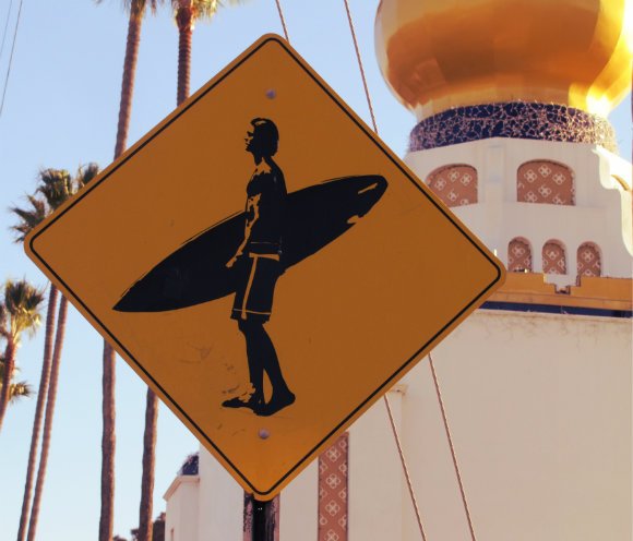 Surfing sign, Encinitas, California