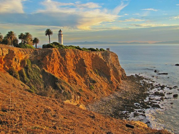 Point Vicente Lighthouse getting the last rays of the day, Palos Verdes Peninsula, Los Angeles, California