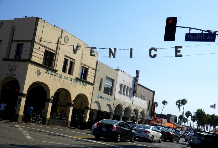 Venice sign located at the intersection of Pacific Avenue and Windward Avenue, Venice Beach, Los Angeles
