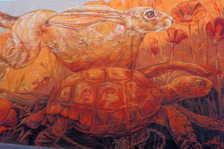 Tortoise and hare mural in Downtown Lancaster, Things to do in Lancaster, California