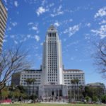 Los Angeles City Hall seen from the Grand Park, Los Angeles, California