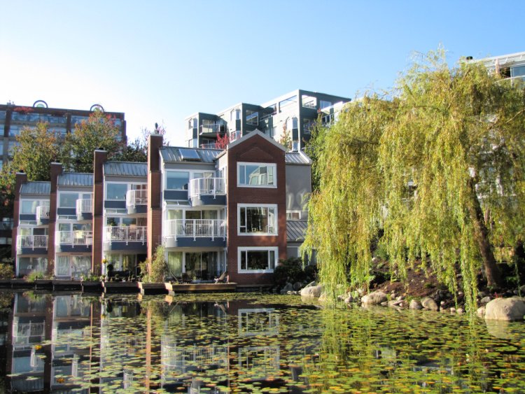 Houses, trees and reflection, Vancouver, Canada