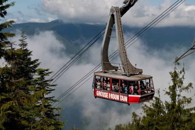 Tram taking visitors to the top of Grouse Mountain, North Vancouver, Canada