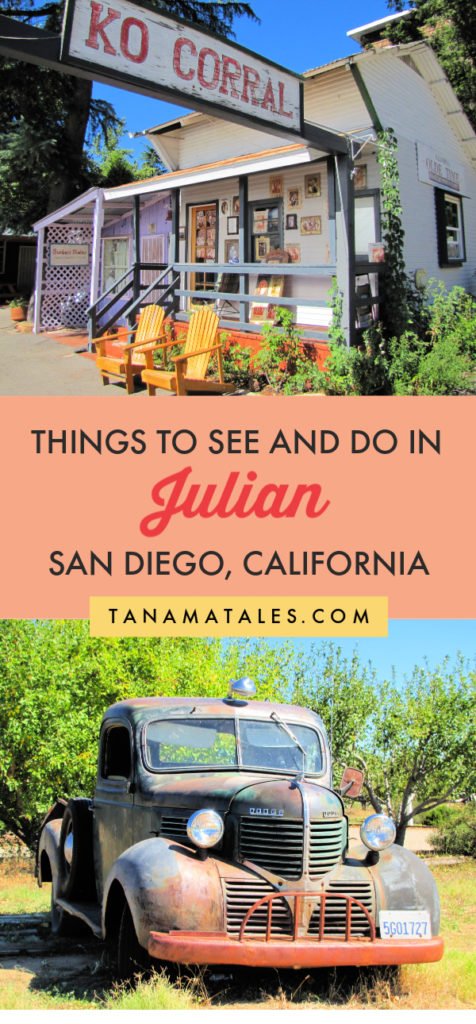 Things to do in #Julian, #California – Julian, the apple pie capital of Southern California, is a place to visit year-round.  My article discusses tons of fun things to do in town.  Check out where to have apple pie and cider. Plus, you can visit a mine, hike, star gaze, pick fruits (during fall) and wine taste. Enjoy!  #SanDiego #SouthernCalifornia